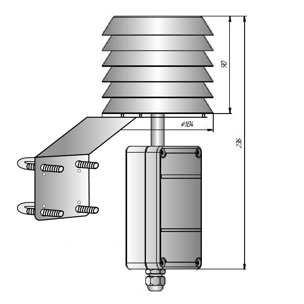 Уличный датчик влажности ДВТ-03.ТЭ. Конструктивное исполнение У Датчик влажности уличный ДВТ-03.ТЭ